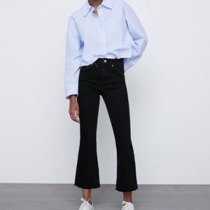 Zara Mid-Rise Flared Crop Jeans